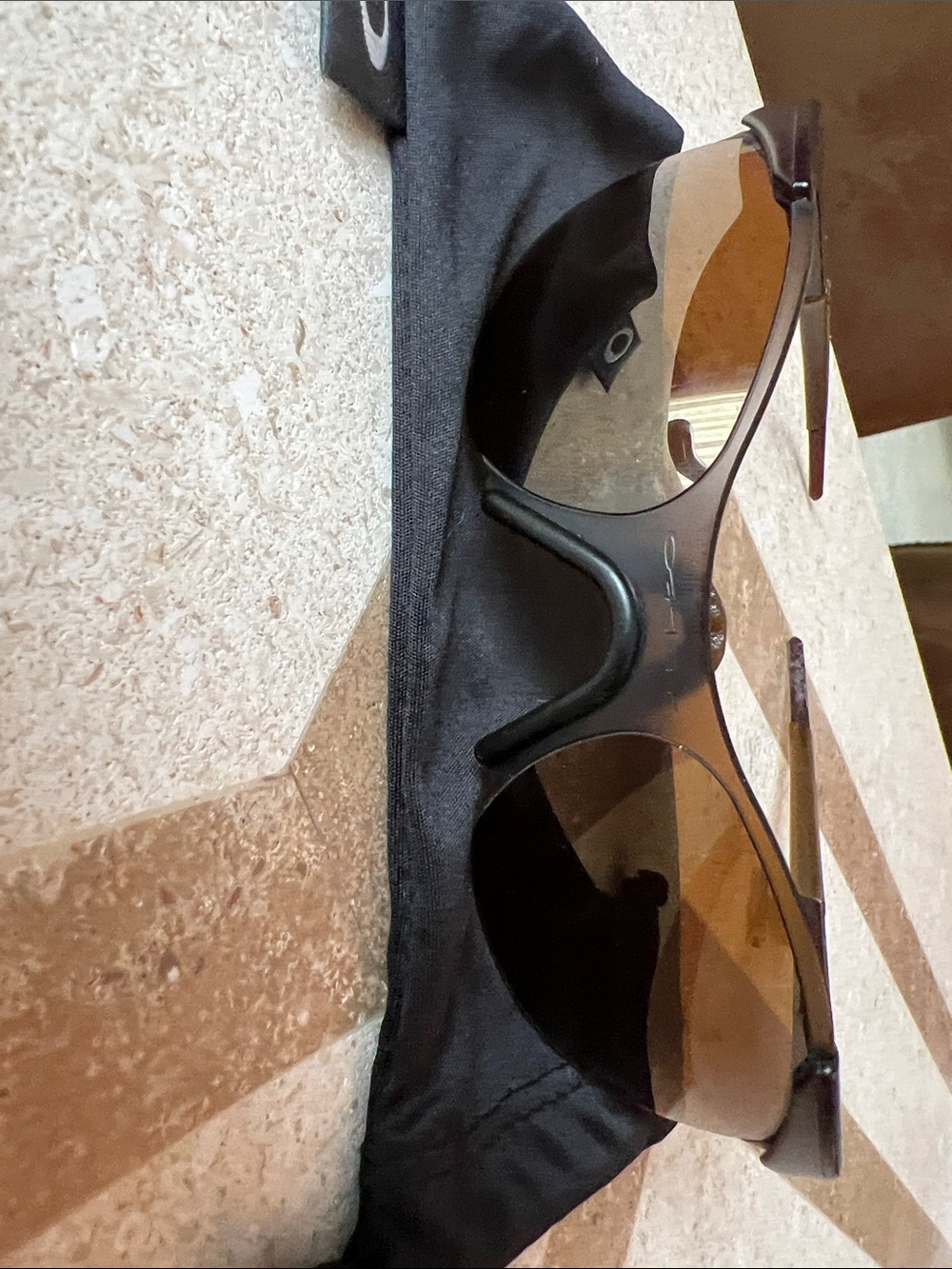 Oakley Zero  Sport Shield Sunglasses — Black Frame with Brown Lenses